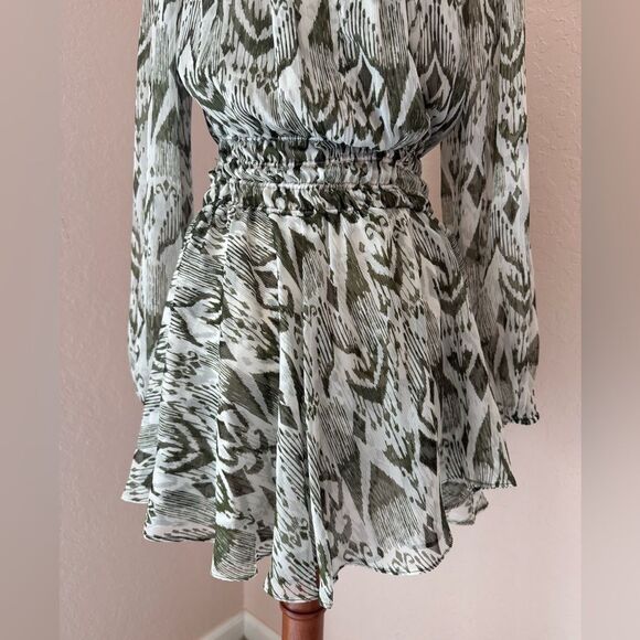 NWT Misa Los Angeles Mercy mini dress in green ikat pattern S - Picture 13 of 15